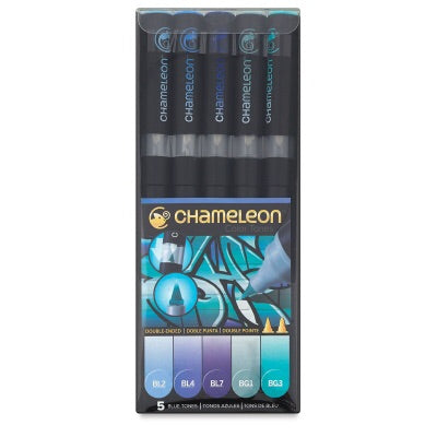 image_fbc0cf45-2b6e-4ce1-878f-8cf3bbe91421.jpg Chameleon Color Tones BLUE TONES Alcohol Markers Pens 5pc - Image 1