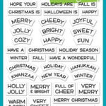 Lawn Fawn Reveal Wheel HOLIDAY SENTIMENTS Clear Stamps 45pc