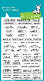 Lawn Fawn Reveal Wheel HOLIDAY SENTIMENTS Clear Stamps 45pc