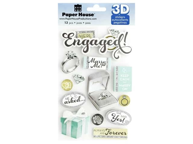 image_fe239663-07d4-4c74-8a10-6e9bda13136c.jpg Paper House ENGAGED 3D Stickers 13pc - Image 1