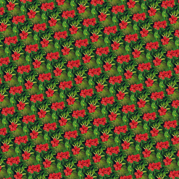 Dark Tropical Hibiscus Scrapbook Customs DARK TROPICAL RED HIBISCUS 12X12 Scrapbook Paper - Image 1