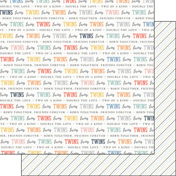 Scrapbook Customs Twin Pride Scrapbook Customs TWINS 12"X12" Scrapbook Paper - Image 1