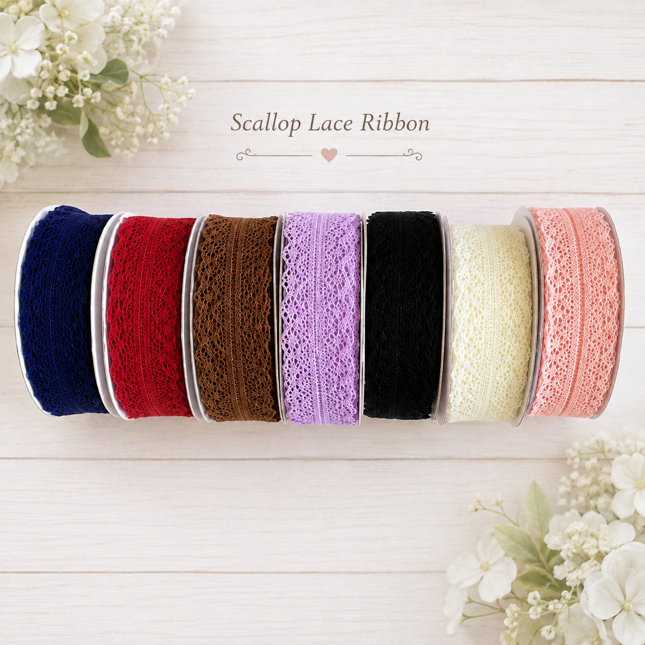 Scallop Lace Ribbon Set Scrapbooksrus LACE SCALLOP Edge Ribbon 1 yard - Image 1