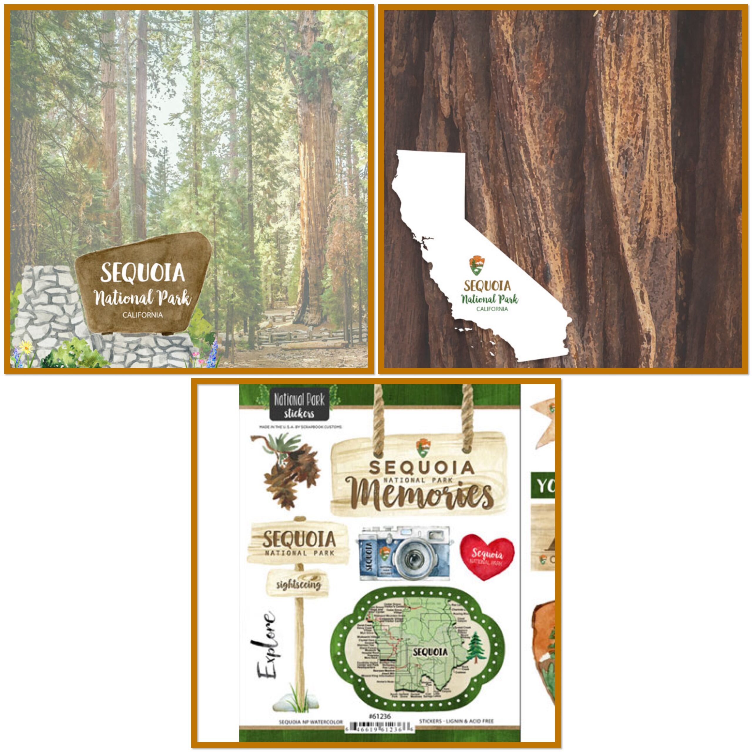 Sequoia National Park Kit Scrapbook Customs SEQUOIA KIT Papers and Stickers National Park - Image 1