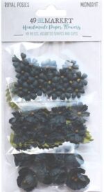 49 and Market ROYAL POSIES MIDNIGHT Handmade Paper Flowers 9pc