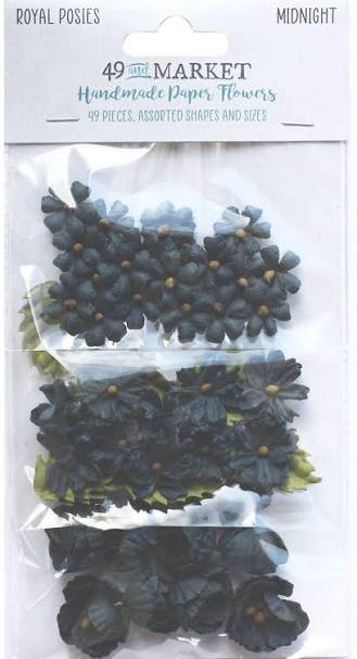 49 and Market ROYAL POSIES MIDNIGHT 49 and Market ROYAL POSIES MIDNIGHT Handmade Paper Flowers 9pc - Image 1