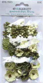49 and Market ROYAL POSIES OLIVE Handmade Paper Flowers 9pc
