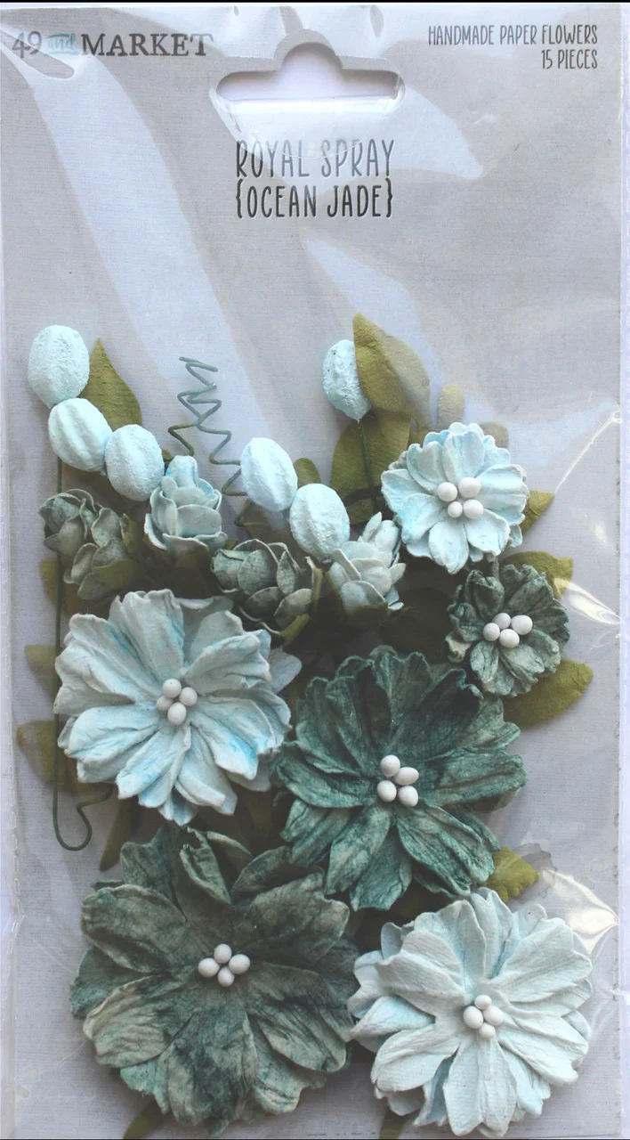 49 and Market ROYAL SPRAY OCEAN JADE 49 and Market ROYAL SPRAY OCEAN JADE Handmade Paper Flowers 15pc - Image 1