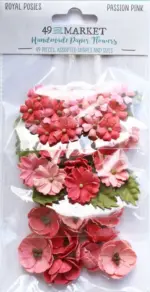 49 and Market ROYAL POSIES PASSION PINK Handmade Paper Flowers 9pc