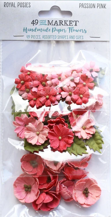49 and Market Royal Posies Passion Pink 49 and Market ROYAL POSIES PASSION PINK Handmade Paper Flowers 9pc - Image 1
