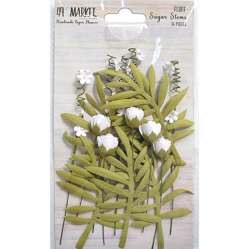Fluff 49 and Market SUGAR STEMS FLUFF Handmade Paper Flowers 16pc - Image 1