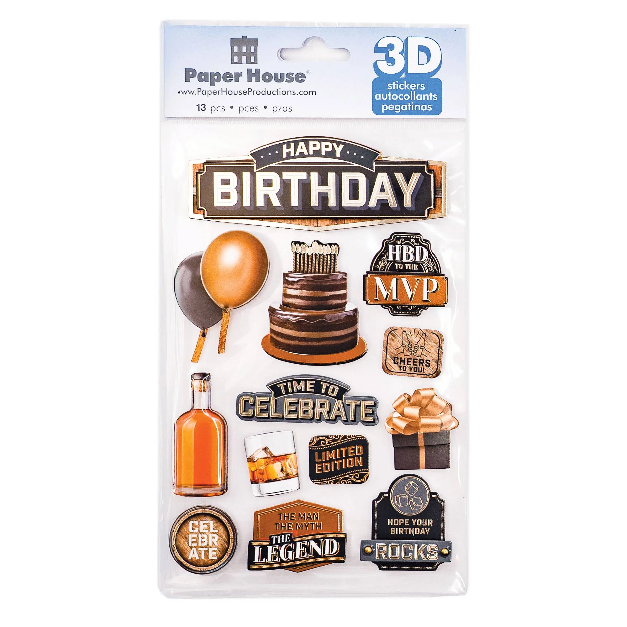 Paper House HAPPY BIRTHDAY 3D Stickers 13pc - Image 2